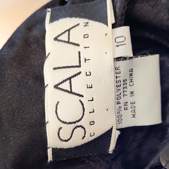 Scala Black Sequin Formal Gown with Gold Sequin Beading Detail High Slit Size 10 - Picture 7 of 10